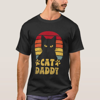 レトロな70年代 80年代 黒猫 メンズ 雑貨 猫好きなパパ Tシャツ