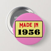 レトロな70歳の誕生日バッジ 1956 缶バッジ (正面&裏面)