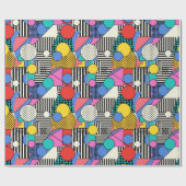 レトロな80年代のカラフルな形 ラッピングペーパー (フラット)