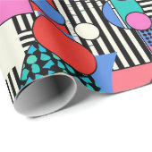 レトロな80年代のカラフルな形 ラッピングペーパー (ロールコーナー)