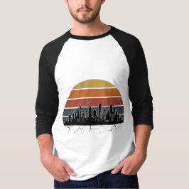 レトロな80年代のシティスカイライン・サンセット・ヴィンテージシティスケープT- Tシャツ