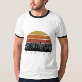 レトロな80年代のシティスカイライン・サンセット・ヴィンテージシティスケープT- Tシャツ
