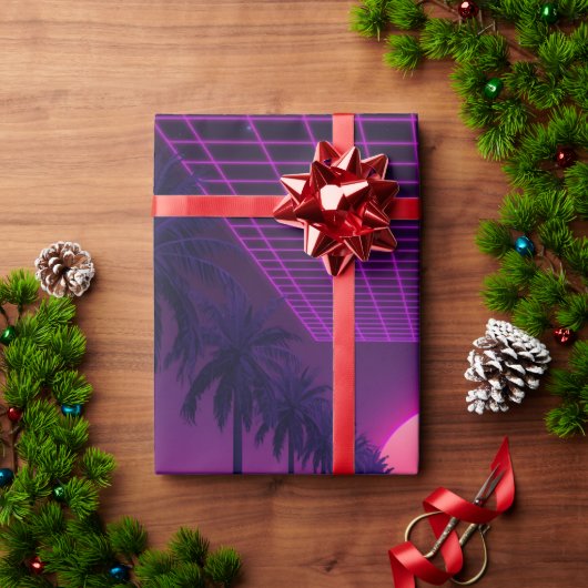 レトロな80年代の雰囲気の包装紙 ラッピングペーパー (クリスマスギフト)