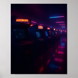 レトロな80年代アーケードゲームの雰囲気 ネオンライト ポスター