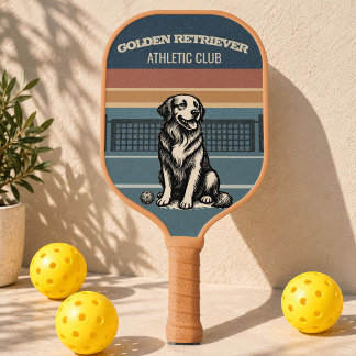 レトロな80年代 ゴールデンレトリバー 犬好き ピックルボールラケット