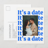 レトロな90年代の写真を使った結婚式のSave The Dateのお知らせ 案内ポストカード (正面/裏面)