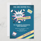 レトロな90年代をテーマにした誕生日パーティー 招待状 (正面)