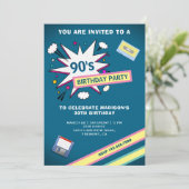 レトロな90年代をテーマにした誕生日パーティー 招待状 (スタンド正面)