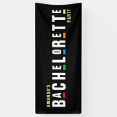 レトロな90年代カラフルな独身最後の夜 ブラック 横断幕 (縦)