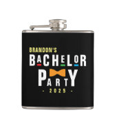 レトロな90年代カラフルな蝶ネクタイ独身パーティー黒 フラスク (正面)