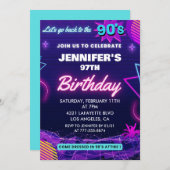 レトロな97歳の誕生日招待状 90年代にタイムスリップ 招待状 (正面/裏面)