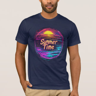 レトロな「サマータイム」サンセットTシャツ Tシャツ