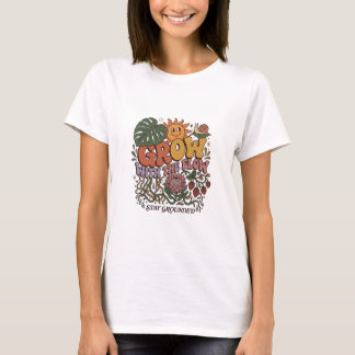 レトロな「フラワーパワー」Tシャツ | ボヘミアン+ボタニカル Tシャツ