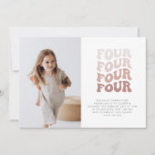 レトロな ブ ラッシュピンクの風景写真招待状 招待状 (正面)