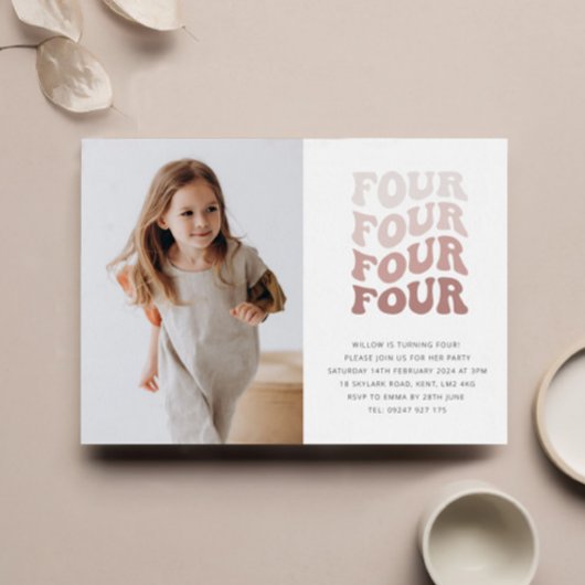 レトロな ブ ラッシュ ランドスケープ フォト 招待状