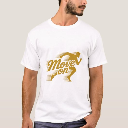 レトロな「前進」テキストデザイン 矢印と星 Tシャツ (正面)