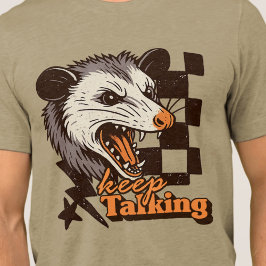 レトロな「喋り続ける野生のポッサム」:怒れる野生動物 トライブレンドTシャツ
