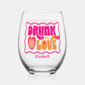 レトロな「愛酔い」独身最後の夜のパーティー ステムなしワイングラス (正面)