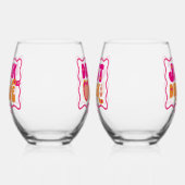 レトロな「酔って愛してる」独身最後の週末パーティー ステムなしワイングラス (左)