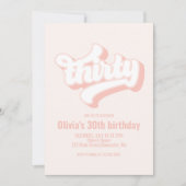 レトロな 30歳の誕生日 ピンク 招待状 (正面)
