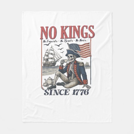 レトロな「No Kings Since 1776」王政拒否のクラシックデザイン フリースブランケット (正面)