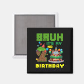 レトロなBruh 2歳の誕生日ピクセルケーキゲーマー 2歳 マグネット (正面/裏面)