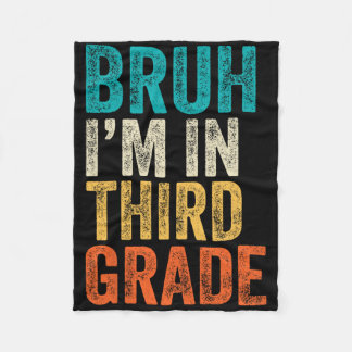 レトロなBruh 3年生だよ 男の子 バックトゥスクールTシャツ フリースブランケット