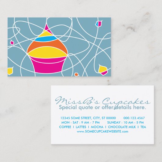 レトロなCUPCAKEシェイプ 名刺 (正面/裏面)