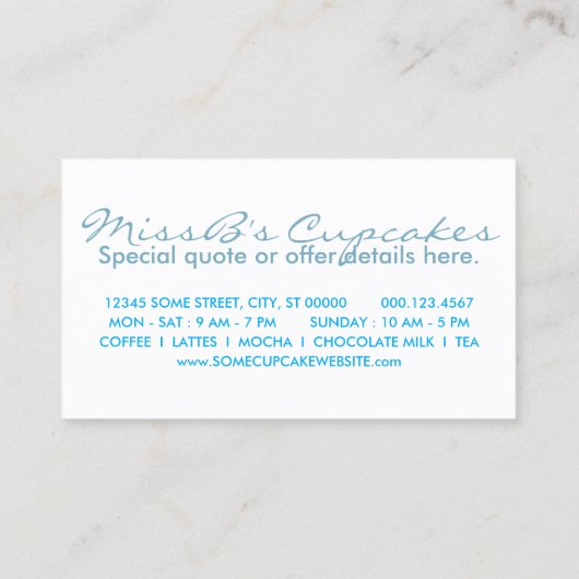 レトロなCUPCAKEシェイプ 名刺 (裏面)