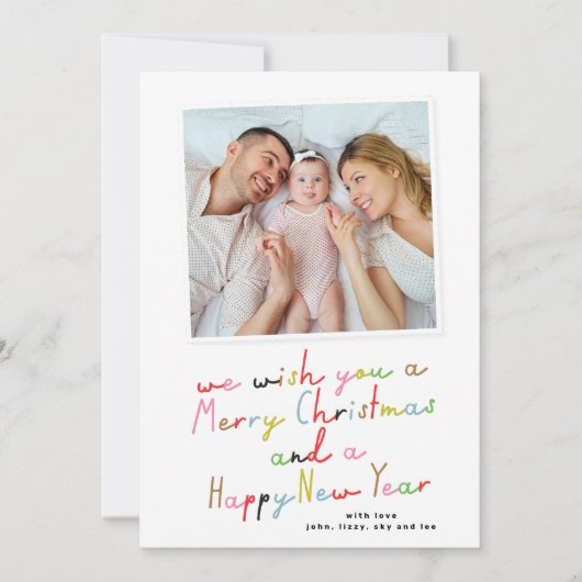 レトロなMERRY CHRISTMASと新年の写真 シーズンカード (正面)