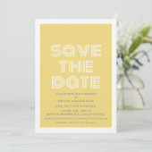 レトロなSave the Date招待状（イエロー） 招待状 (スタンド正面)
