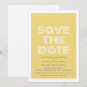 レトロなSave the Date招待状（イエロー） 招待状 (正面/裏面)