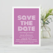 レトロなSave the Date招待状, フューシャ 招待状 (スタンド正面)