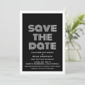 レトロなSave the Date招待状（ブラック） 招待状 (スタンド正面)