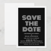 レトロなSave the Date招待状（ブラック） 招待状 (正面/裏面)