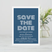 レトロなSave the Date招待状（ブルー） 招待状 (スタンド正面)