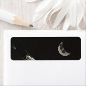 レトロなSFイラスト、ロケット船 月 惑星 ラベル (インサイチュ)