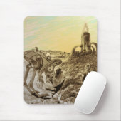 レトロなSFエイリアンの惑星建設 マウスパッド (マウス)