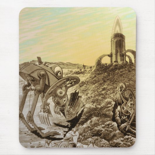 レトロなSFエイリアンの惑星建設 マウスパッド (正面)