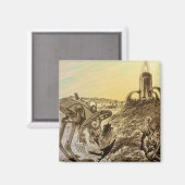 レトロなSFエイリアンの惑星建設 マグネット (正面/裏面)