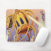 レトロなSFエイリアン戦争侵略タコ マウスパッド (マウス)