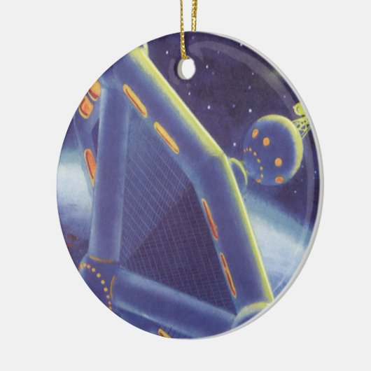 レトロなSF宇宙ステーション セラミックオーナメント (左)