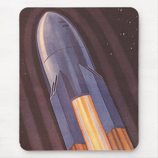 レトロなSF宇宙船ロケット マウスパッド (正面)