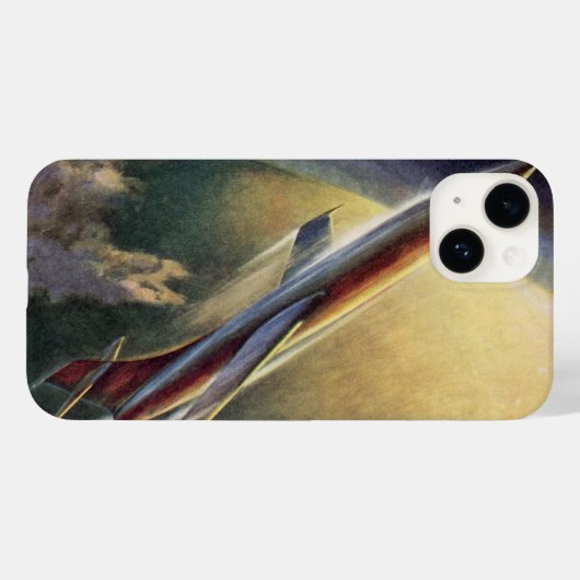 レトロなSF宇宙船飛行機地球 Case-Mate iPhoneケース (裏面 (横))