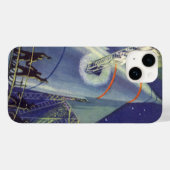 レトロなSF宇宙飛行士がロケット船に乗る Case-Mate iPhoneケース (裏面 (横))