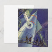 レトロなSF宇宙飛行士たちがロケット船に乗って (正面/裏面)