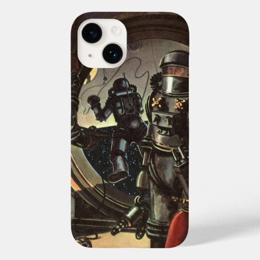 レトロなSF宇宙飛行士たちの宇宙遊泳 Case-Mate iPhoneケース (裏面)