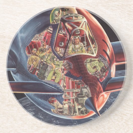 レトロなSF宇宙飛行士ロケット宇宙船 コースター (正面)