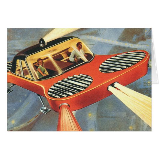 レトロなSF未来的飛行自動車 (正面横)