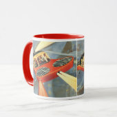 レトロなSF未来的飛行自動車 マグカップ (正面左)